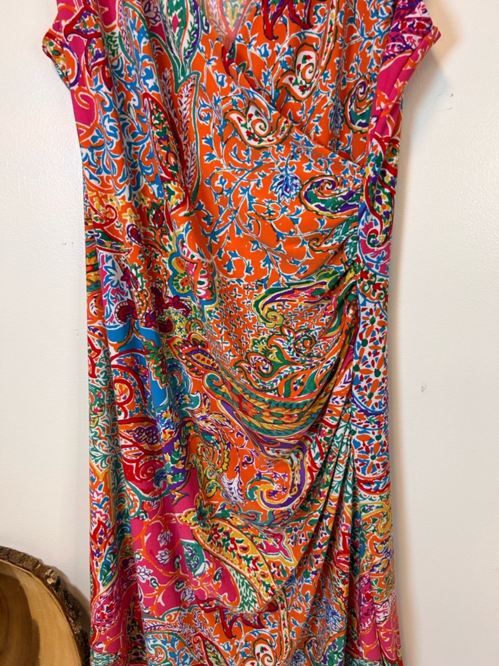 Lauren Ralph Lauren Pink Orange Paisley Midi Dress - Picture 8 of 8